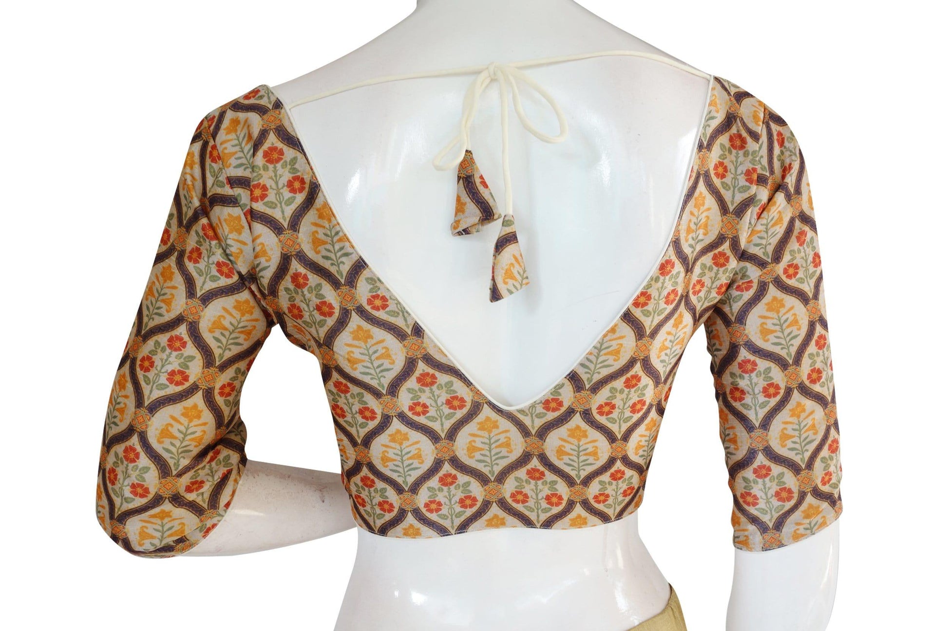 printed silk v neck designer readymade blouse