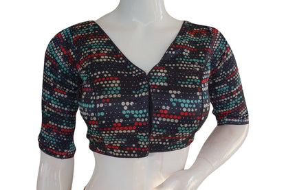 printed silk v neck designer readymade blouse 3