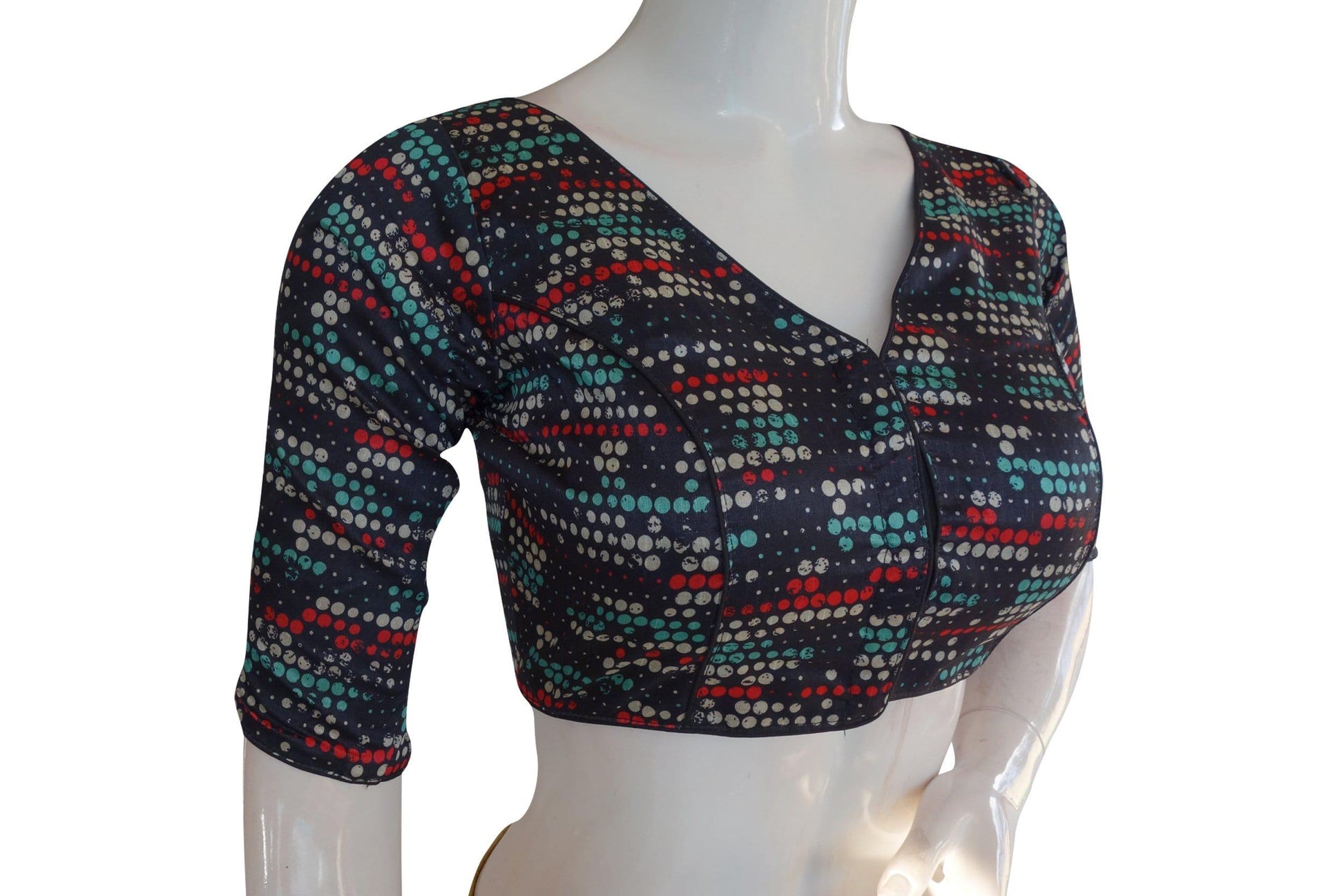 printed silk v neck designer readymade blouse 3
