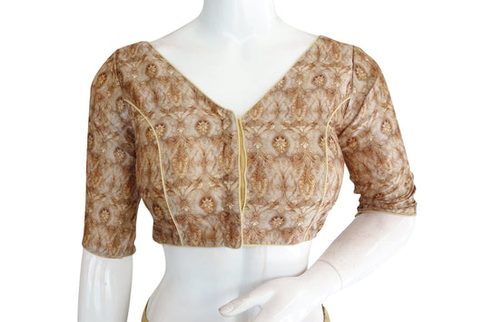 printed silk v neck designer readymade blouse 5