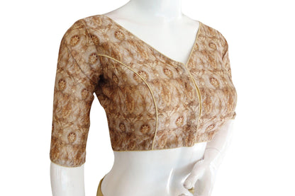 printed silk v neck designer readymade blouse 5