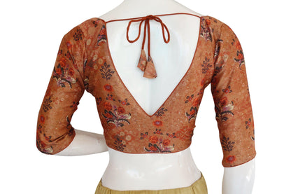 printed silk v neck designer readymade blouse 8