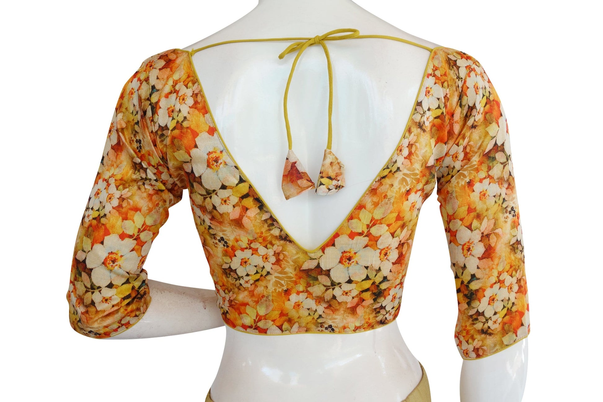 printed silk v neck designer readymade blouse 9