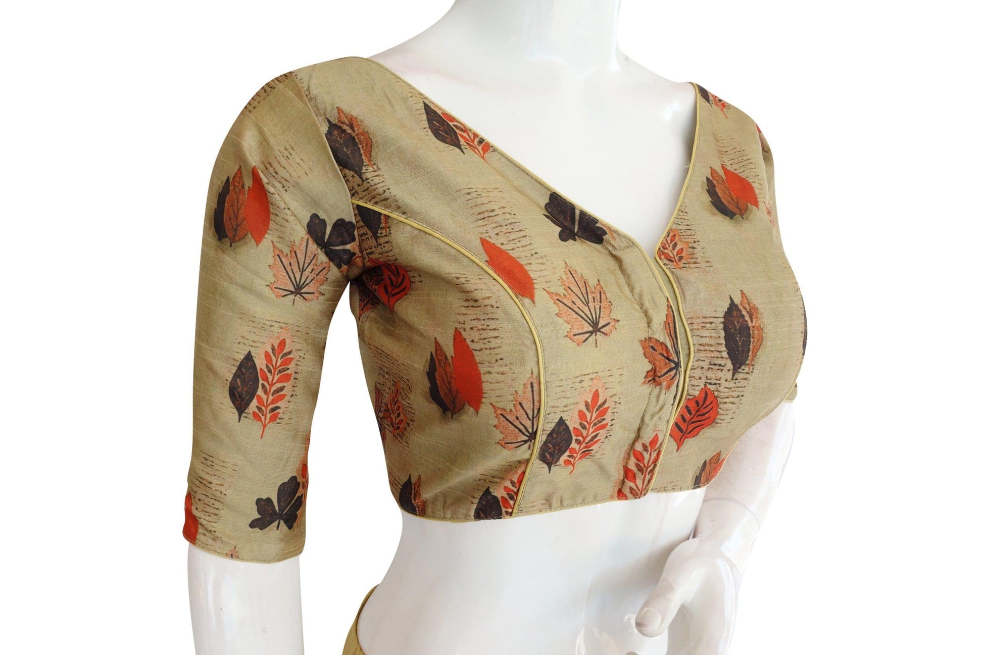 printed silk v neck designer readymade blouse 10