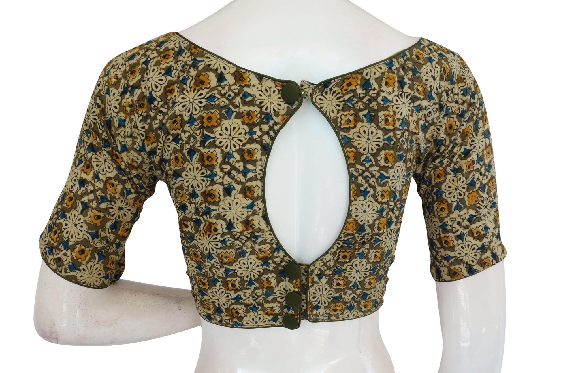 kalamkari boat neck readymade saree blouse 17