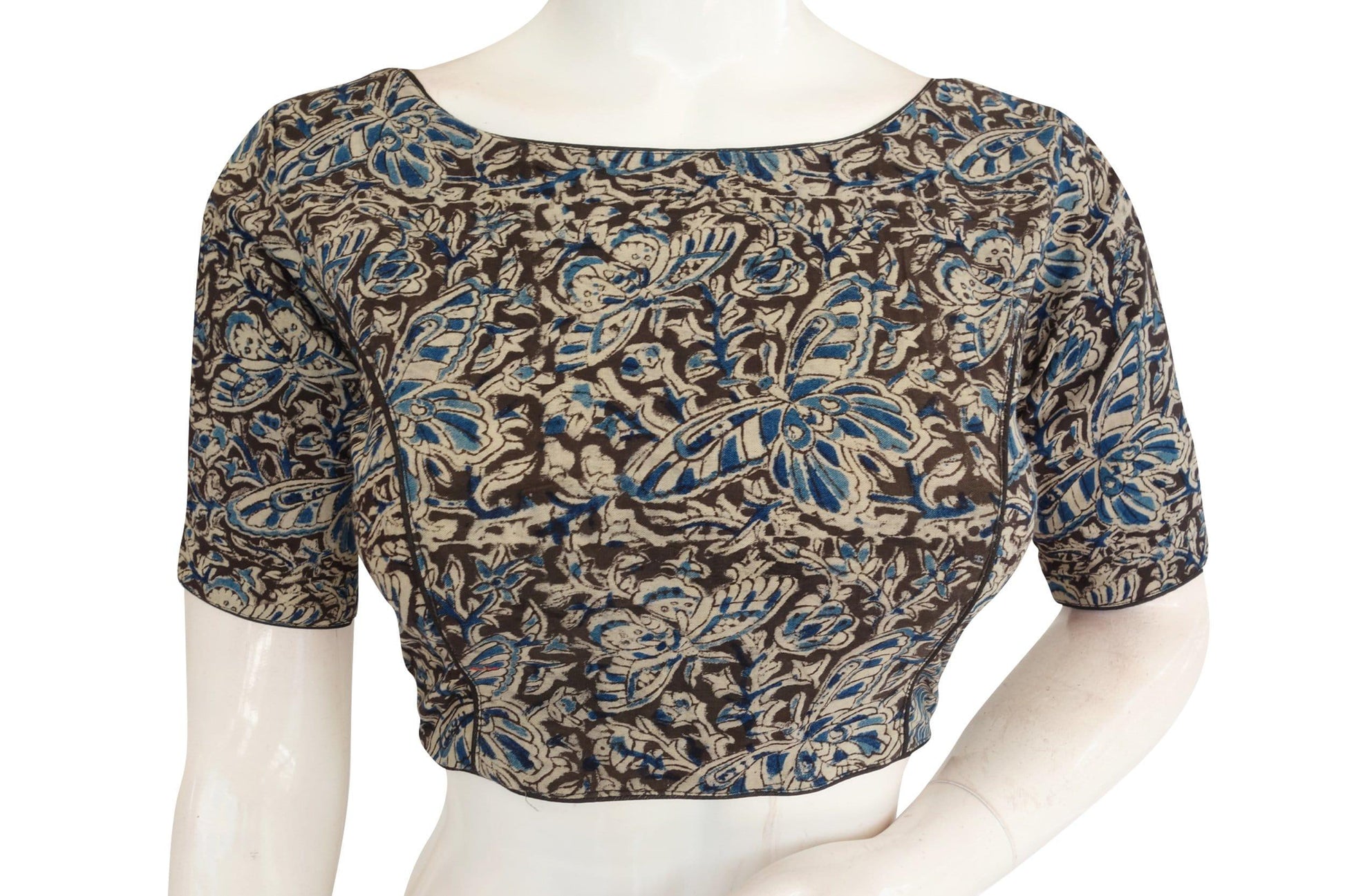 kalamkari boat neck readymade saree blouse 27