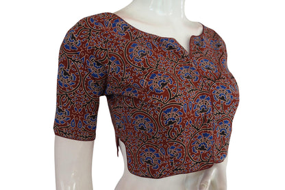 Maroon Color Ajrakh Cotton Readymade Boat Neck Blouse
