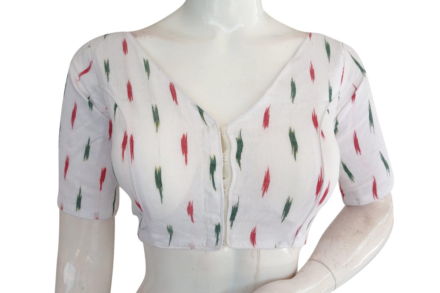 ikkat v neck designer readymade blouse