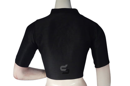 Black Color Semi Silk Plain Collar Neck Readymade Blouse