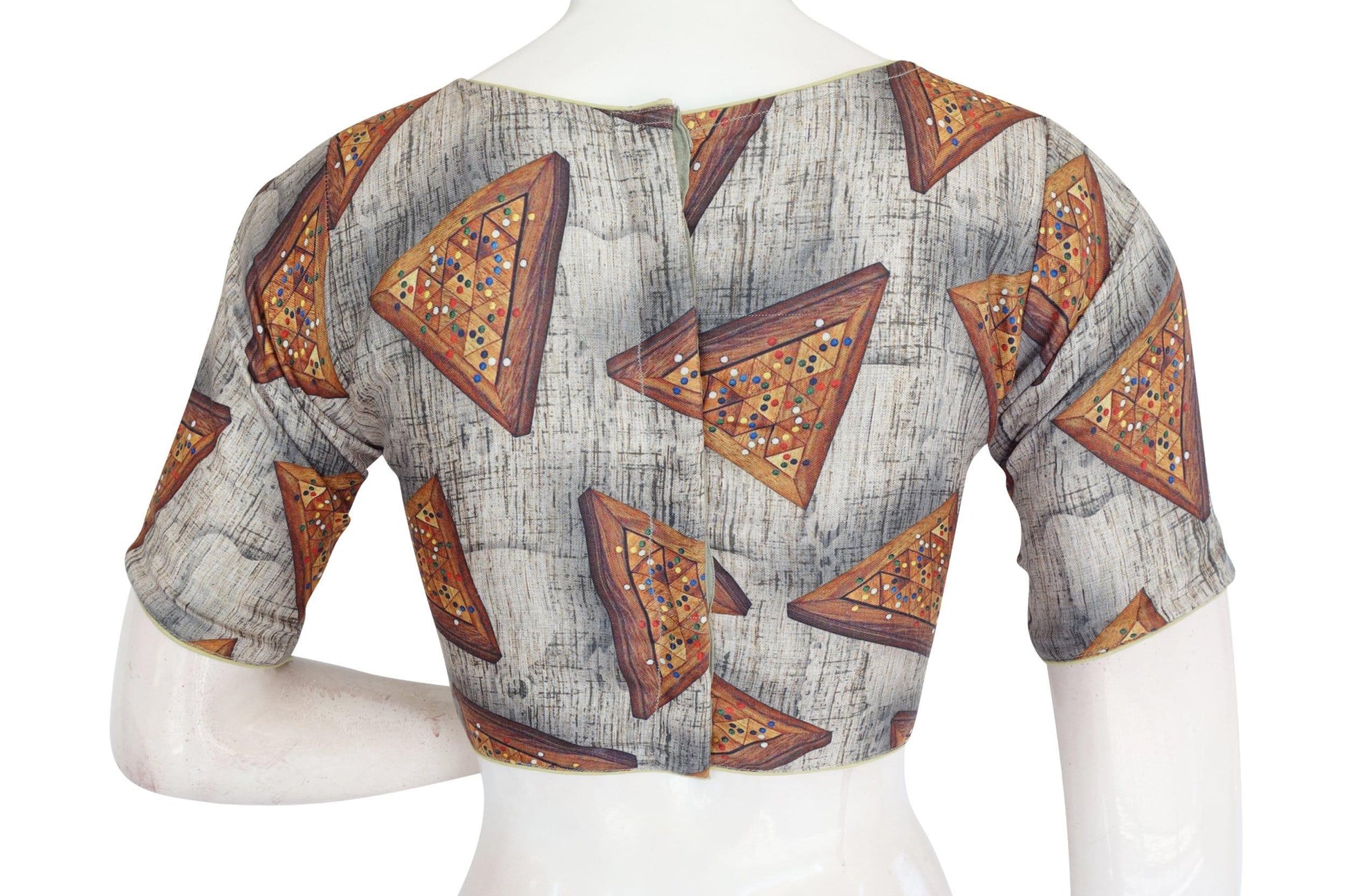 printed silk boat neck designer readymade blouse 15