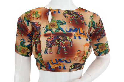 printed silk boat neck designer readymade blouse 21