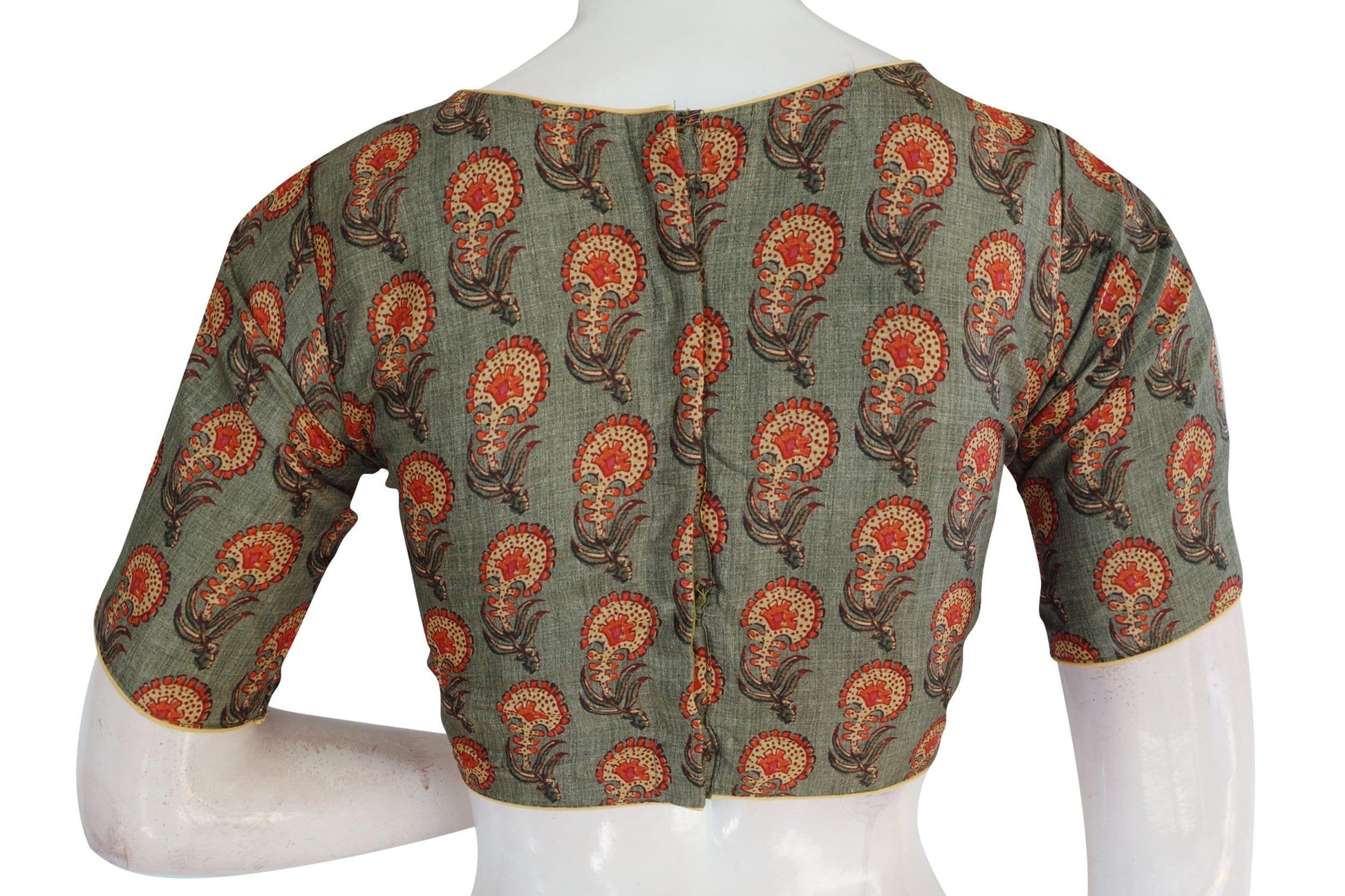 printed silk boat neck designer readymade blouse 33