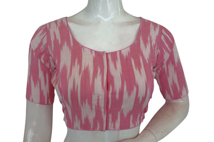 Pink Color Ikkat Cotton Readymade Blouse