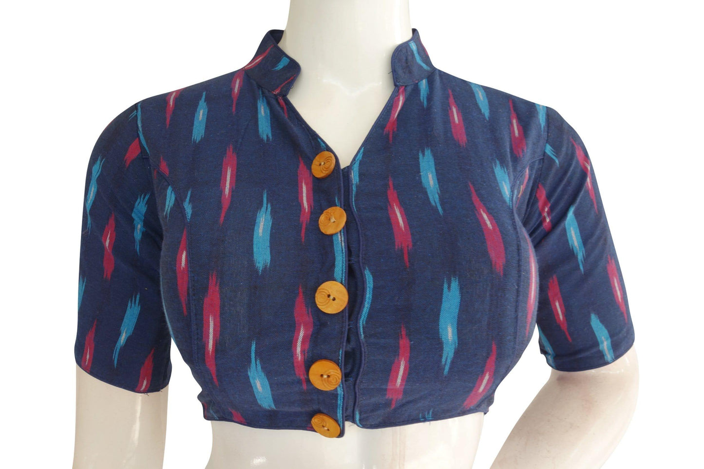 color ikkat collar designer readymade blouse 1