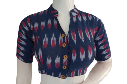 blue color ikkat collar designer readymade blouse