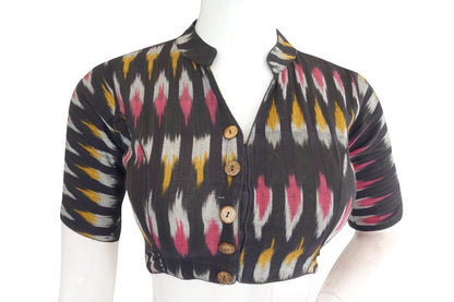 black color ikkat collar designer readymade blouse
