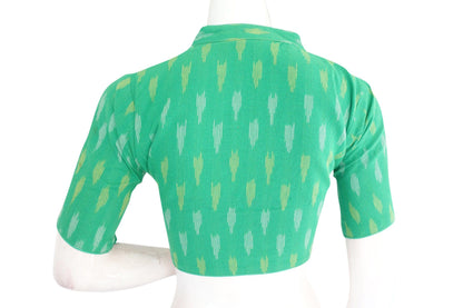 green color ikkat collar designer readymade blouse 5