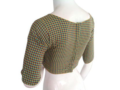 cotton checks 3 4th sleeves readymade saree blouse indian cotton readymade blouse 1