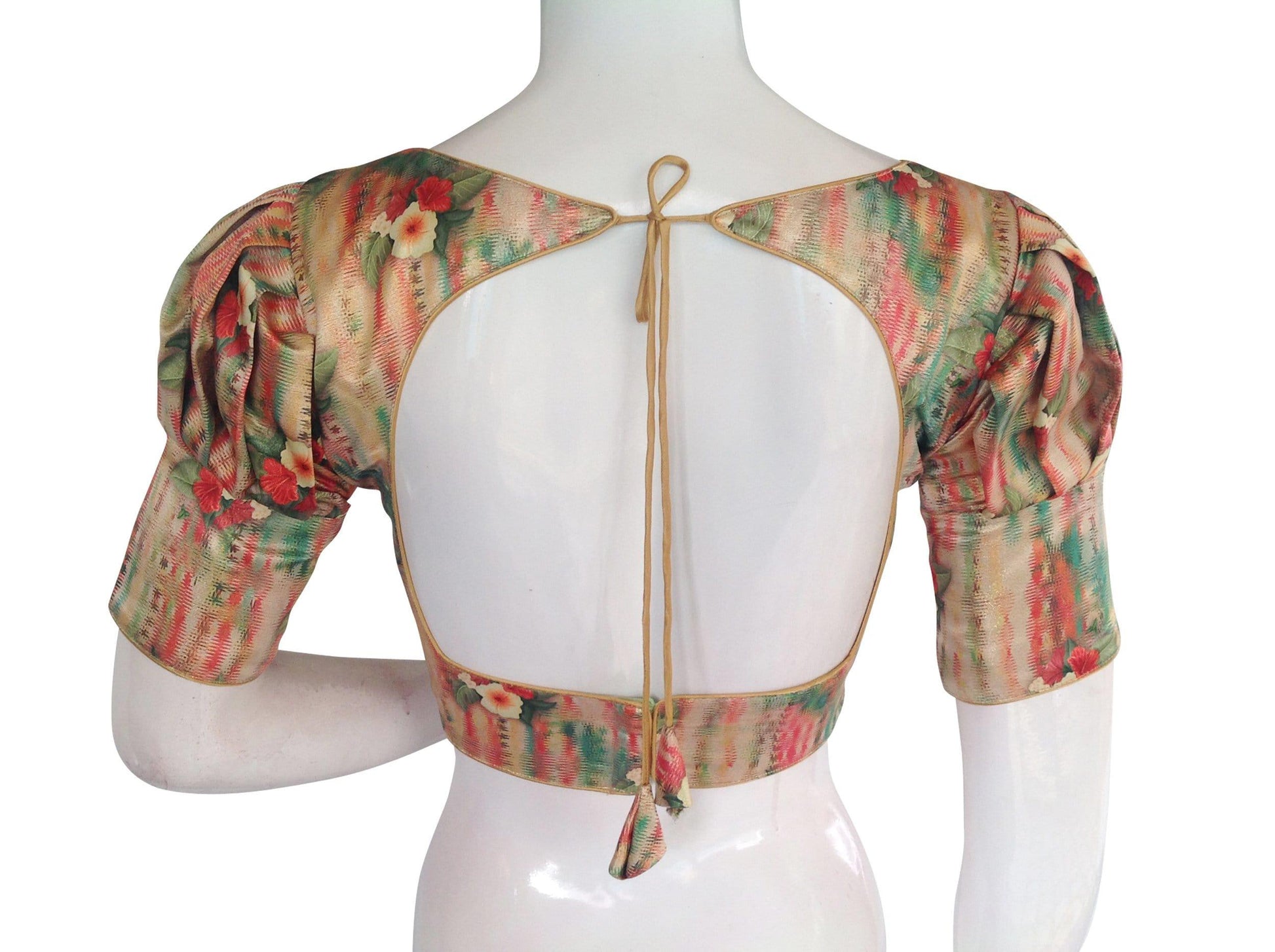satin silk readymade saree blouse with puff sleeves indian readymade blouse crop top 4