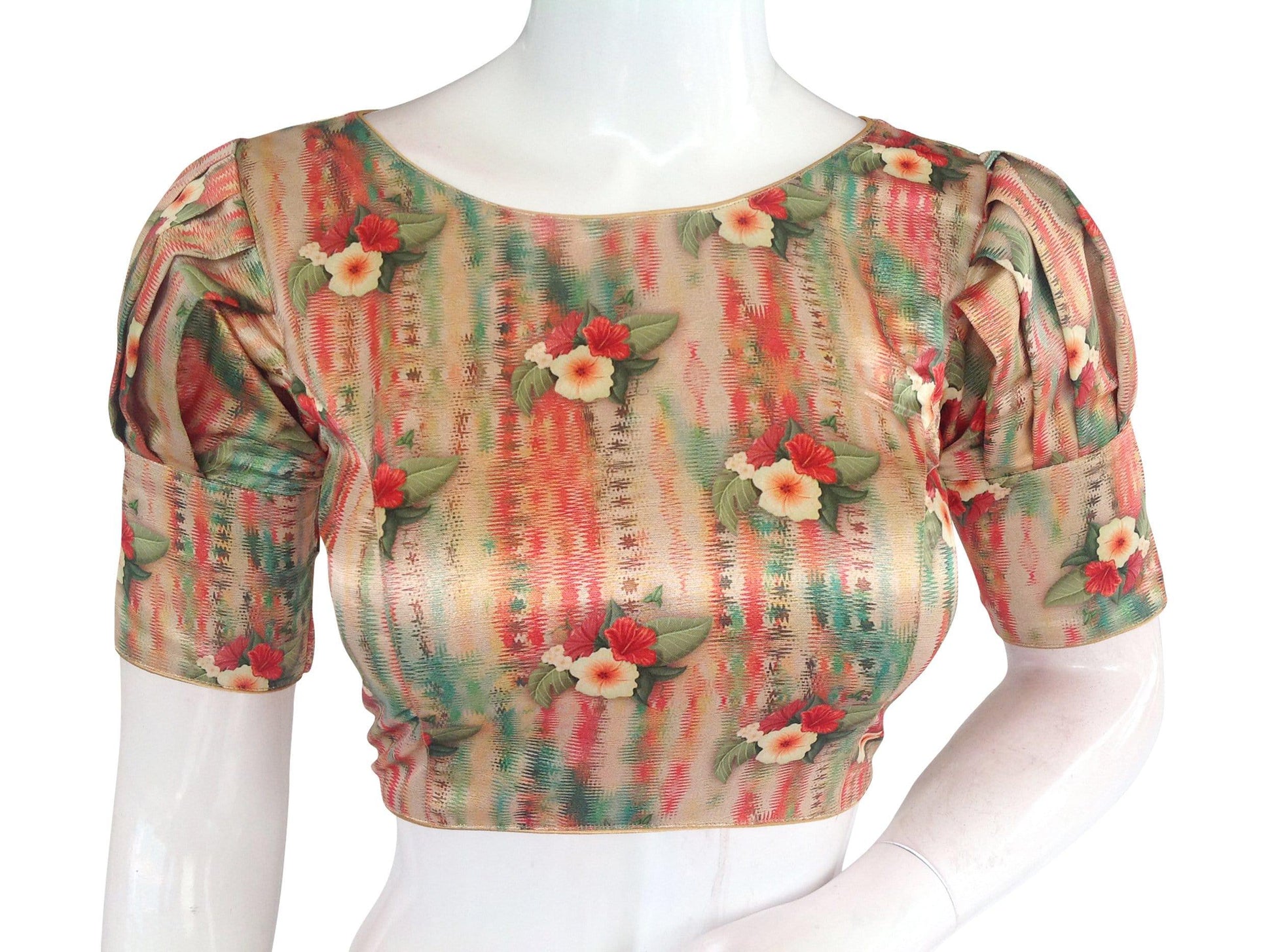 satin silk readymade saree blouse with puff sleeves indian readymade blouse crop top 4