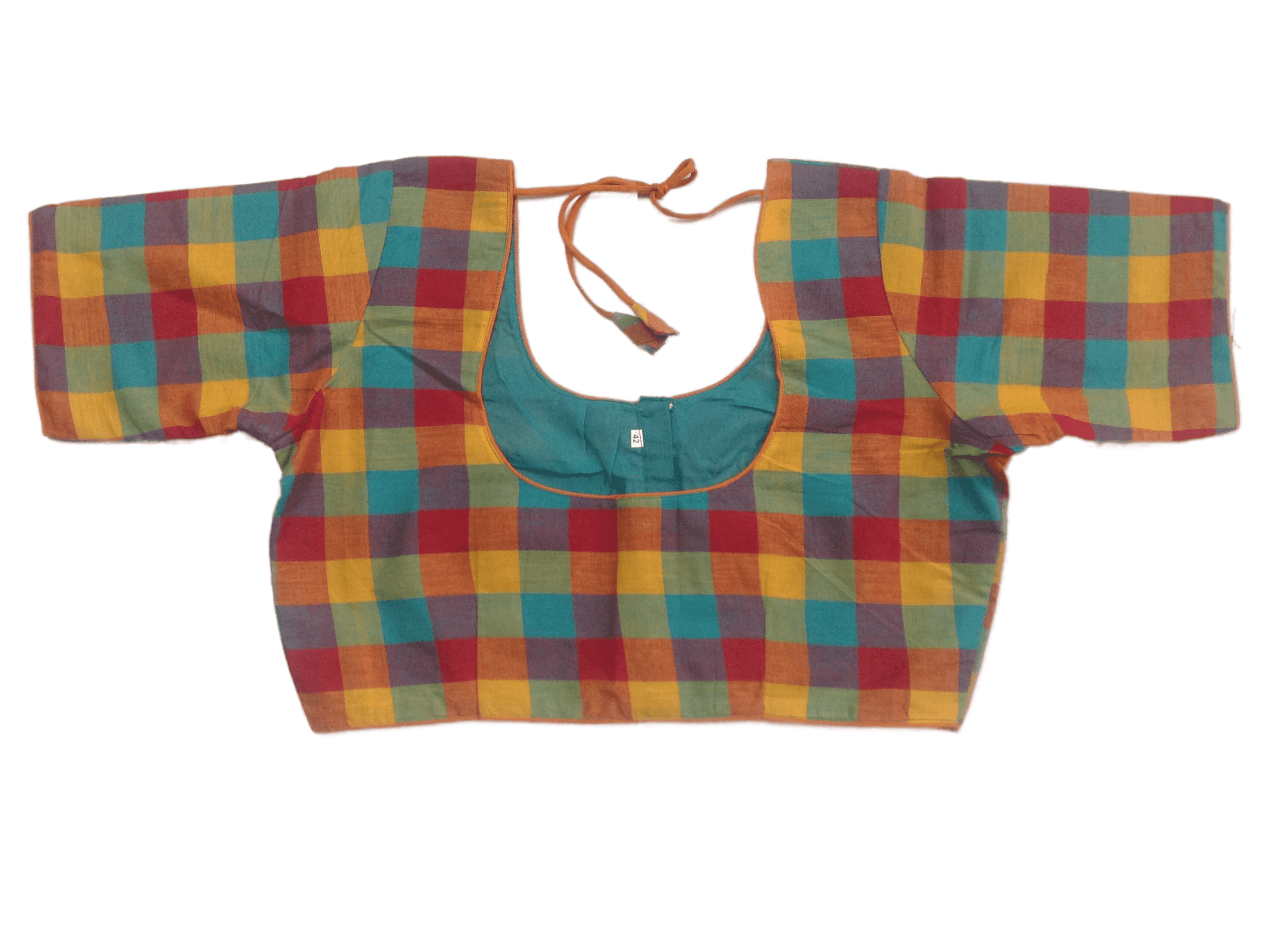 Cotton Checks Readymade saree blouse ,Plus Size Indian Cotton Readymade blouse - D3blouses