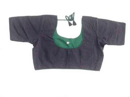 Cotton Checks Readymade saree blouse ,Plus Size Indian Cotton Readymade blouse - D3blouses