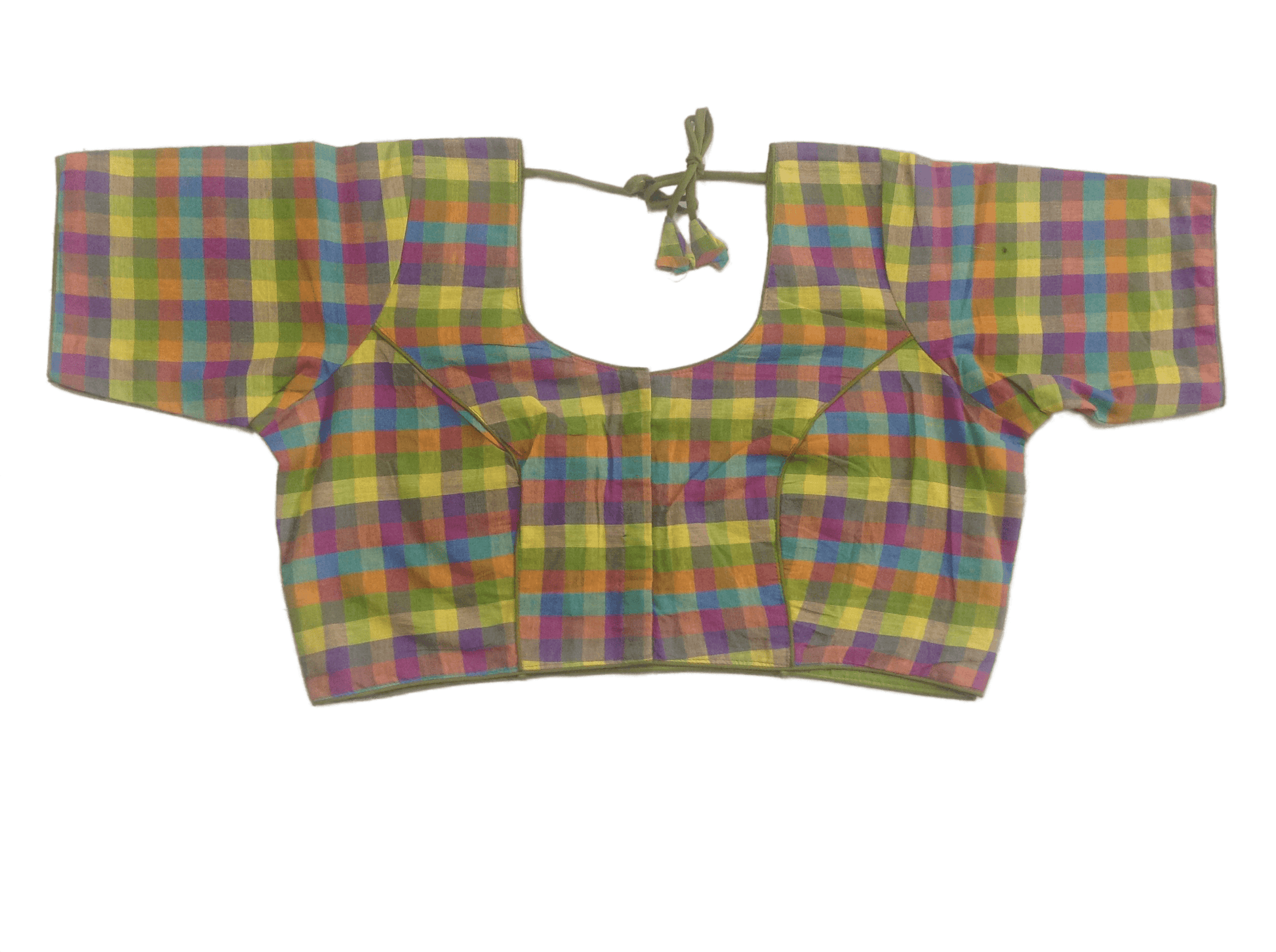 Cotton Checks Readymade saree blouse ,Plus Size Indian Cotton Readymade blouse - D3blouses