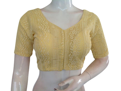 plus size chikankari embroidery indian saree readymade blouse 4