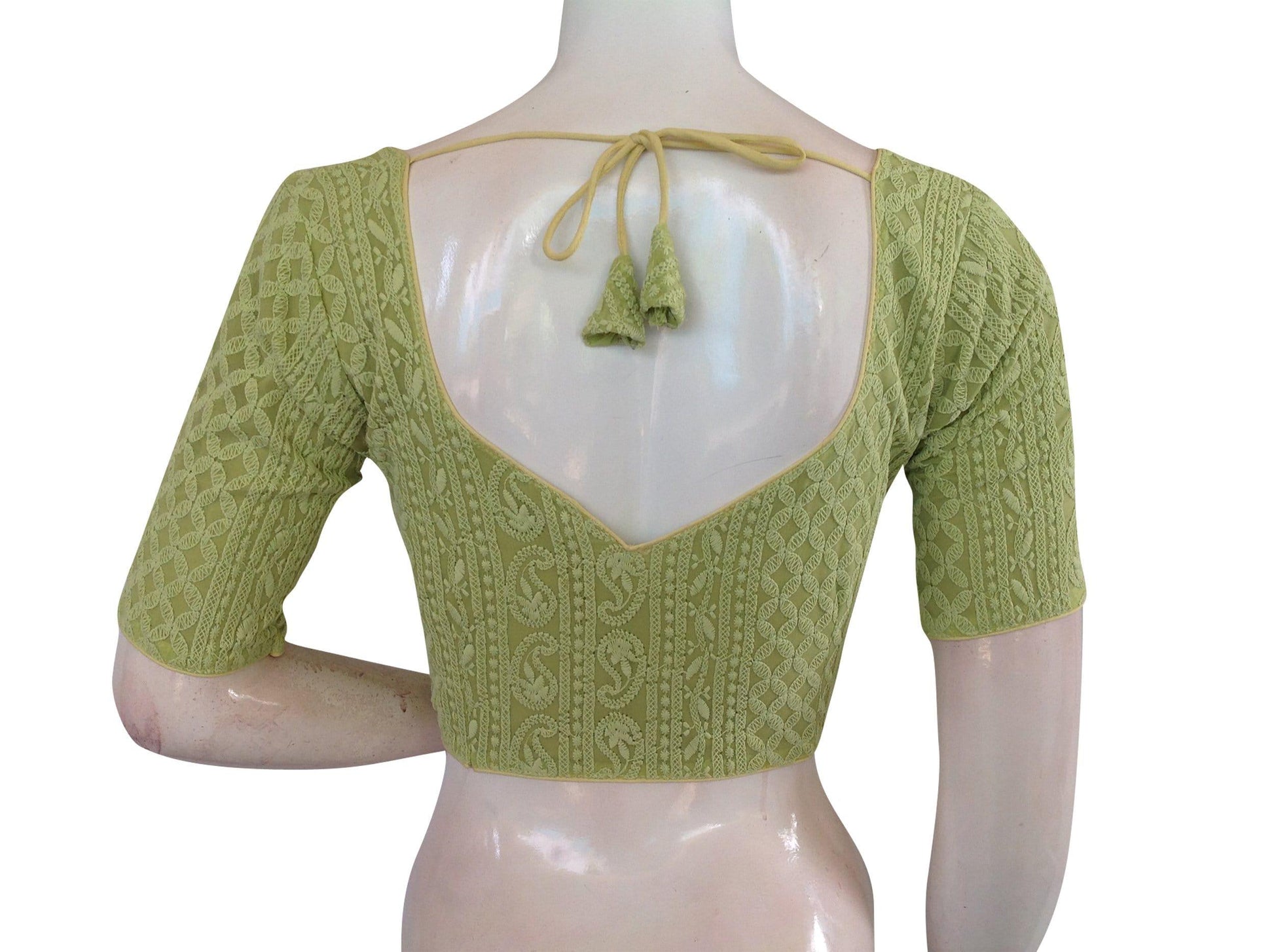 plus size chikankari embroidery indian saree readymade blouse 5