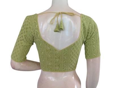 plus size chikankari embroidery indian saree readymade blouse 5