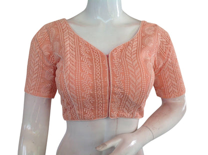 plus size chikankari embroidery indian saree readymade blouse 7