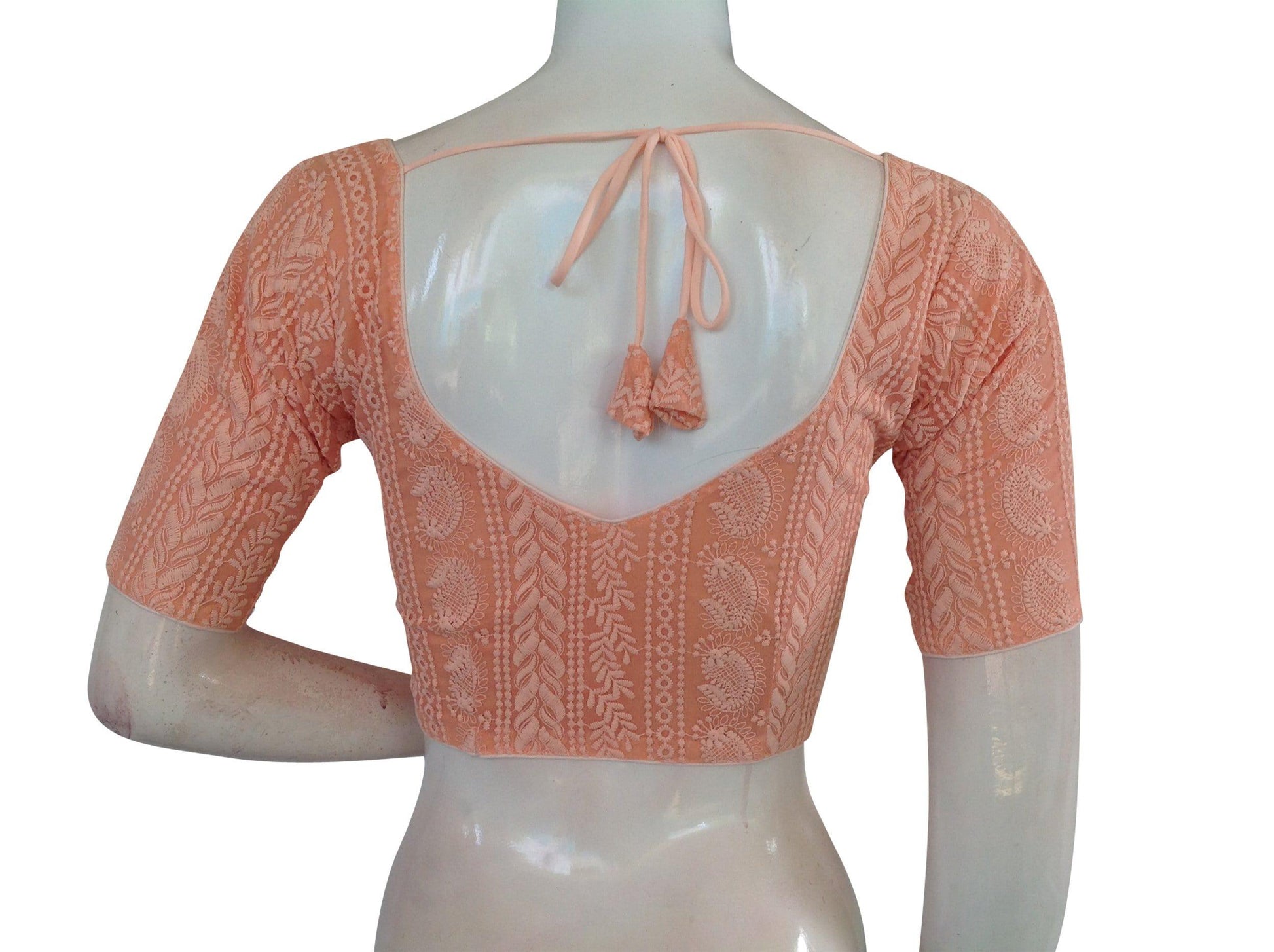 plus size chikankari embroidery indian saree readymade blouse 7
