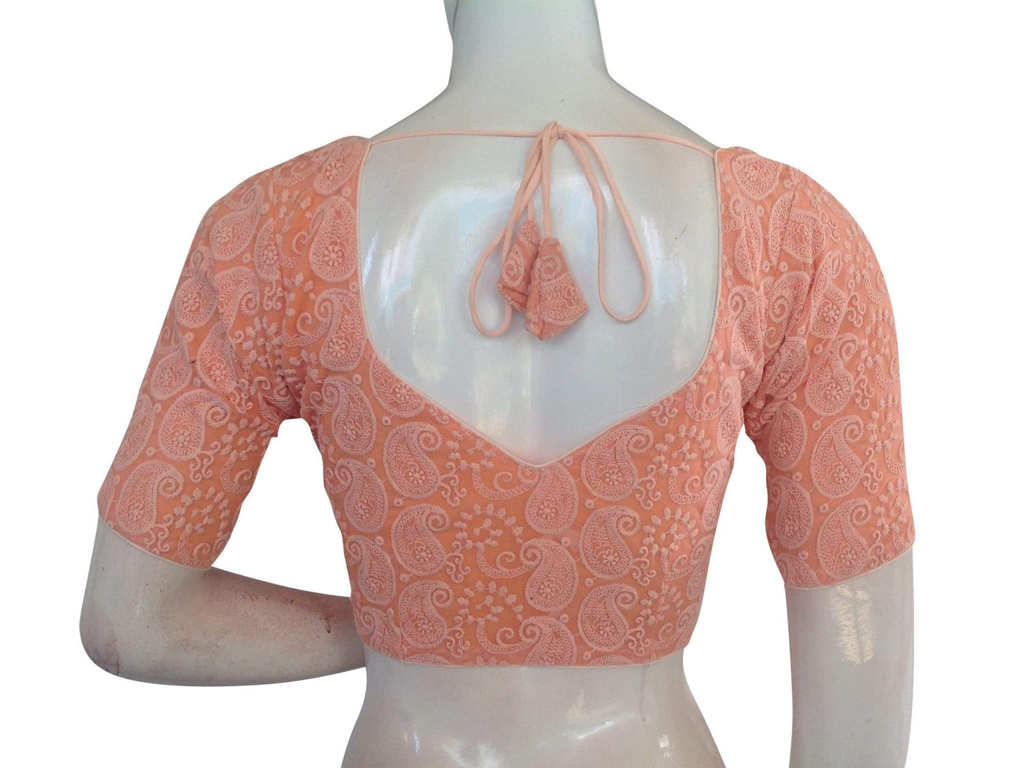 plus size chikankari embroidery indian saree readymade blouse 10