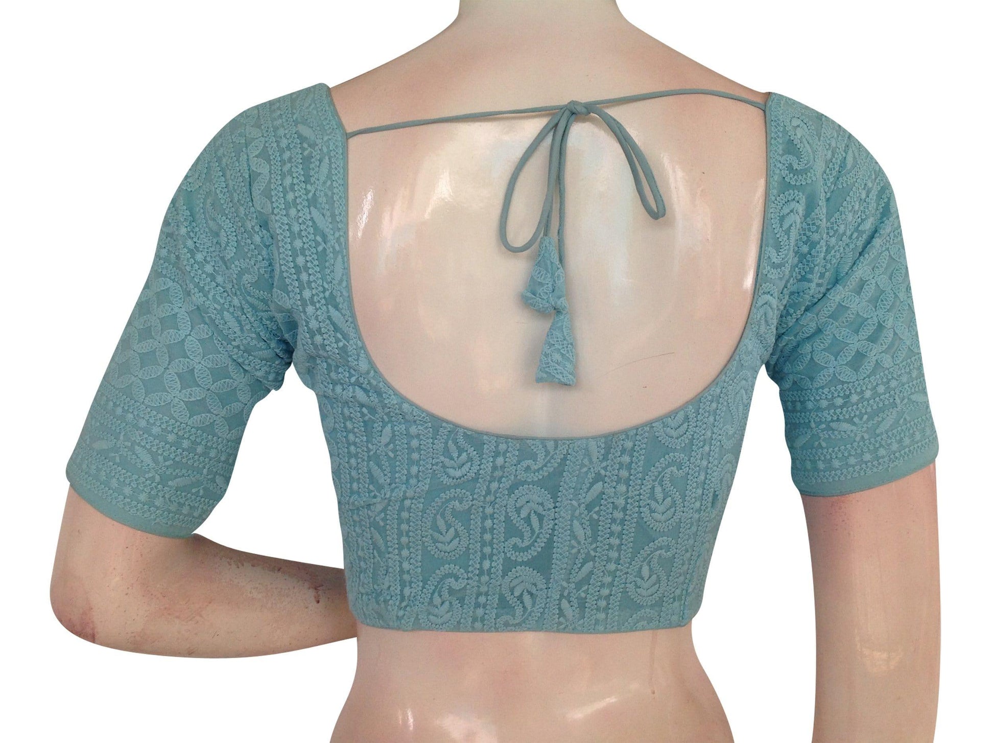 blue color chikankari embroidery readymade blouse
