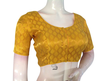 Yellow Color Brocade Readymade Saree Blouse - D3blouses