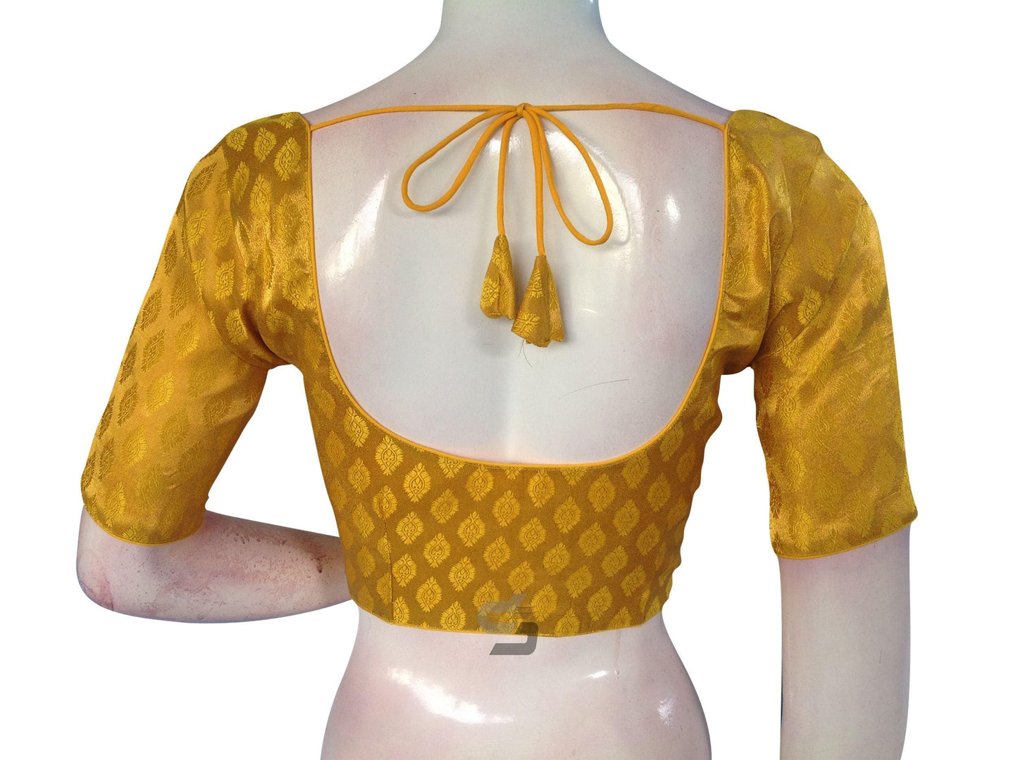 Yellow Color Brocade Readymade Saree Blouse - D3blouses