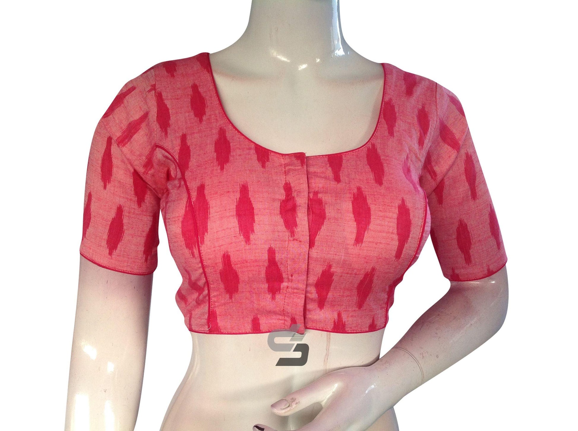 Pink Color Ikkat Cotton Readymade Saree Blouse - D3blouses