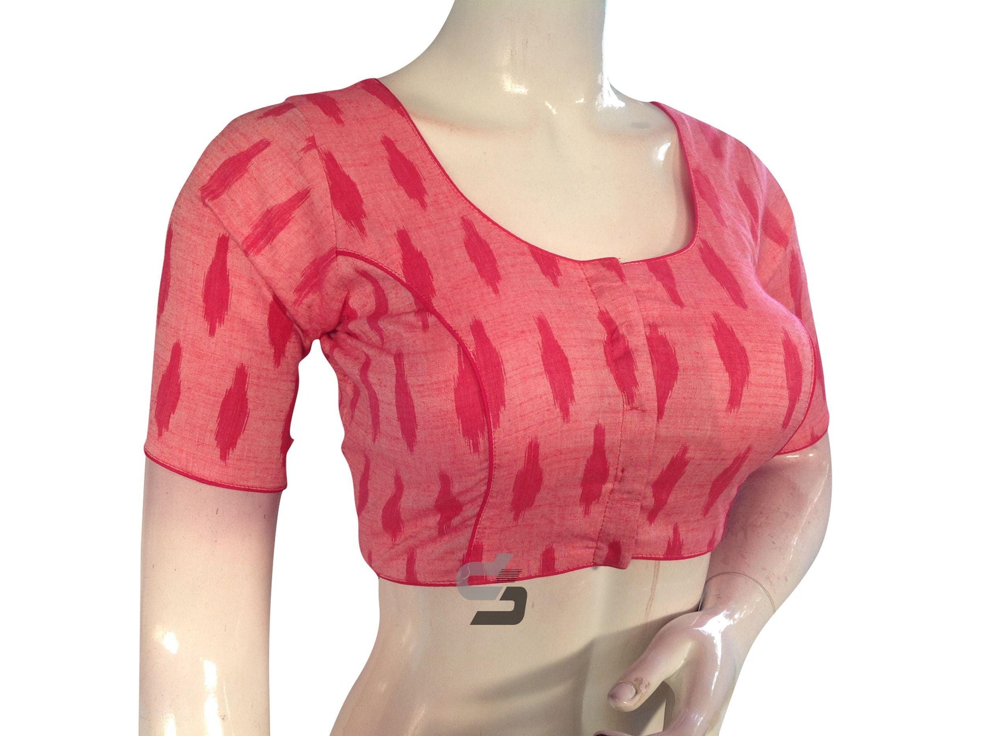 Pink Color Ikkat Cotton Readymade Saree Blouse - D3blouses
