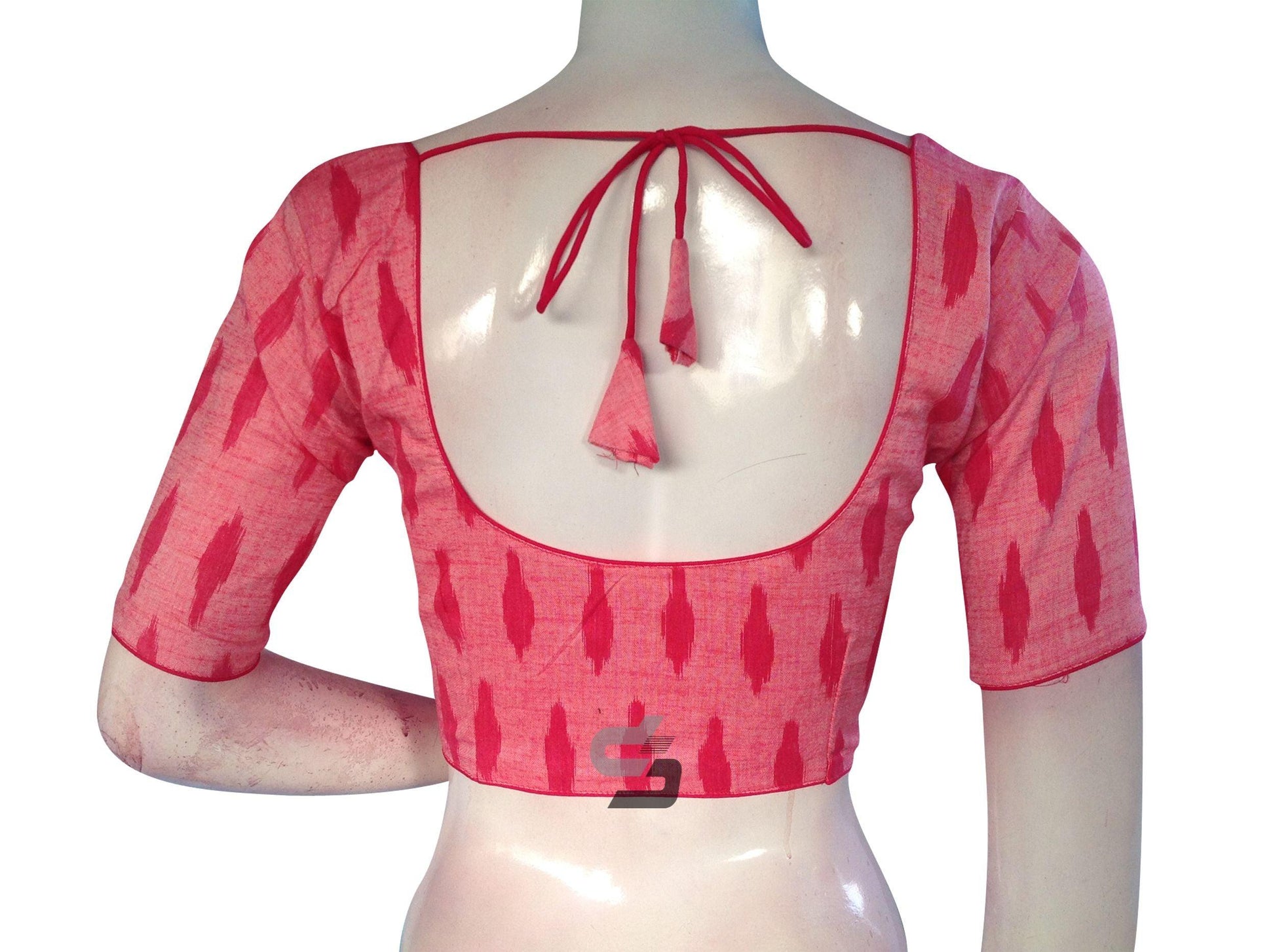 Pink Color Ikkat Cotton Readymade Saree Blouse - D3blouses