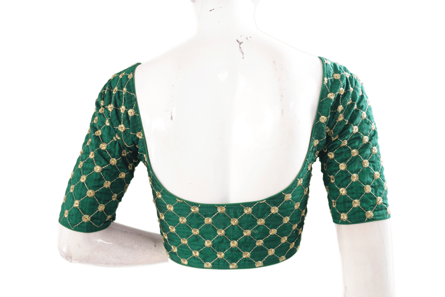 Green Color Semi Silk Embroidery Designer, Party Wear Readymade Blouse/ Indian Crop Tops - D3blouses