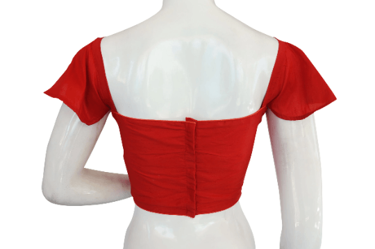 Red Color Designer Cap Sleeves Readymade saree blouse, Indian Silk saree Readymade blouse - D3blouses